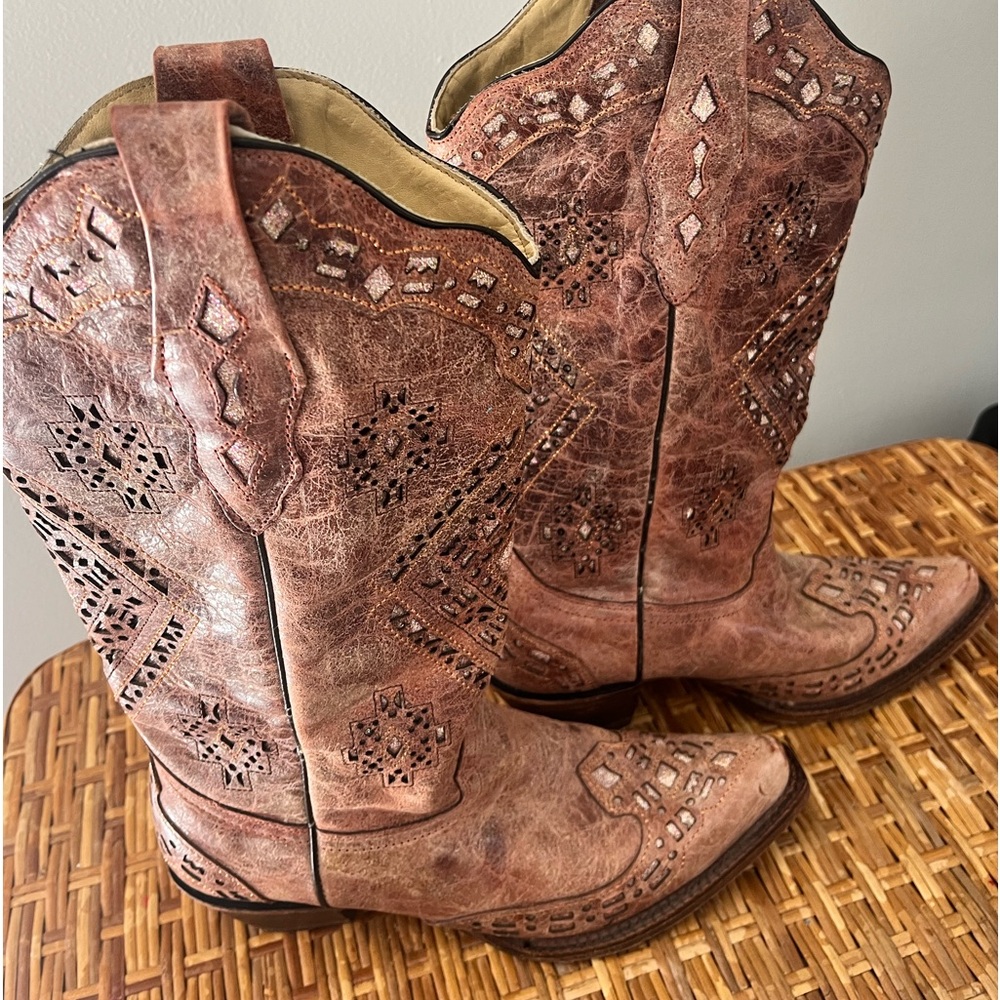 Corral Women's Glitter Inlay Western Boot Snip Toe - A2963